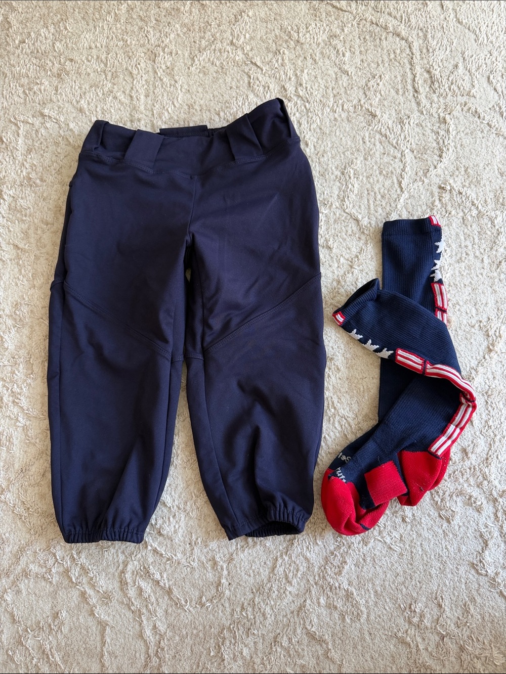 Youth L Navy Bellalete Softball Pants with Belt Loops